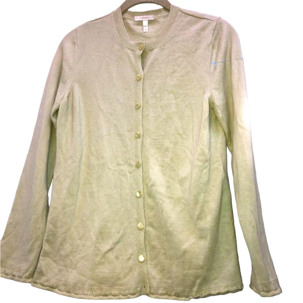 ESCADA Cashmere Silk pale pastel green cardigan sweater 40 M
no flaws
38 bust